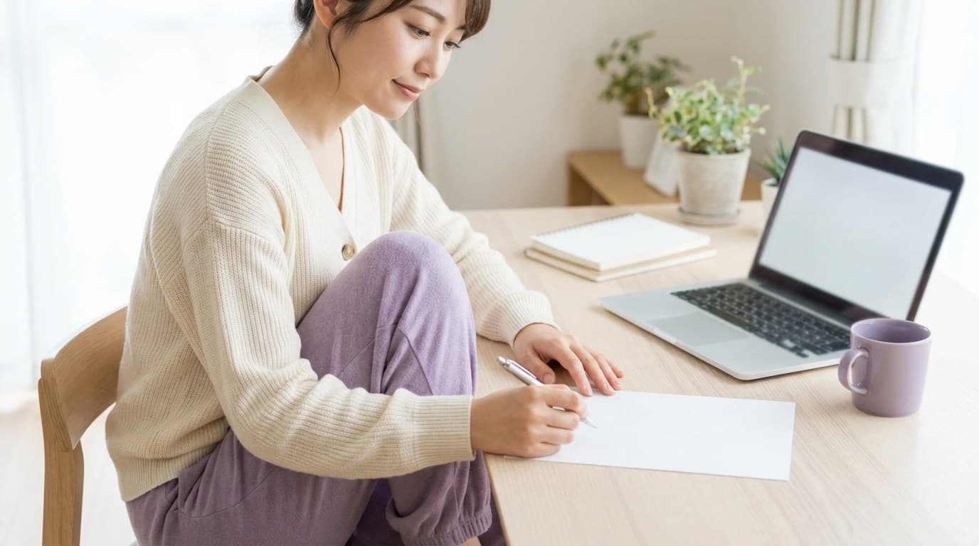 看護師が転職用の職務経歴書を書いているイメージ画像